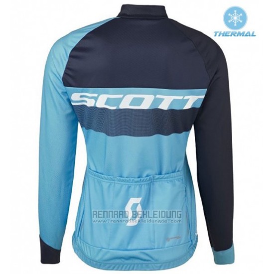 2016 Fahrradbekleidung Frau Scott Blau und Shwarz Trikot Langarm und Tragerhose