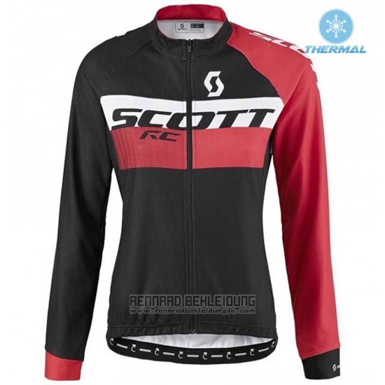 2016 Fahrradbekleidung Frau Scott Rot und Shwarz Trikot Langarm und Tragerhose