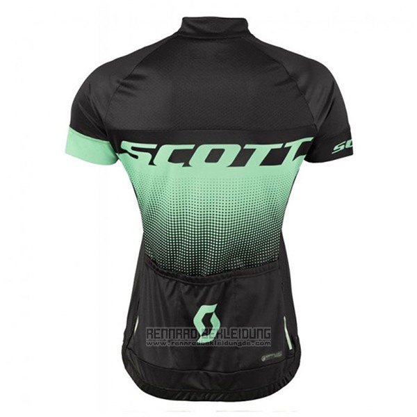 2017 Fahrradbekleidung Frau Scott Shwarz und Grun Trikot Kurzarm und Tragerhose