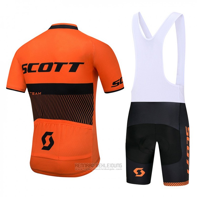 2018 Fahrradbekleidung Scott Orange und Shwarz Trikot Kurzarm und Tragerhose