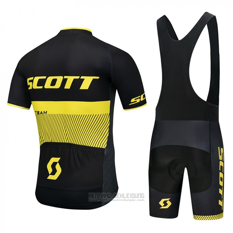 2018 Fahrradbekleidung Scott Shwarz und Gelb Trikot Kurzarm und Tragerhose - zum Schließen ins Bild klicken