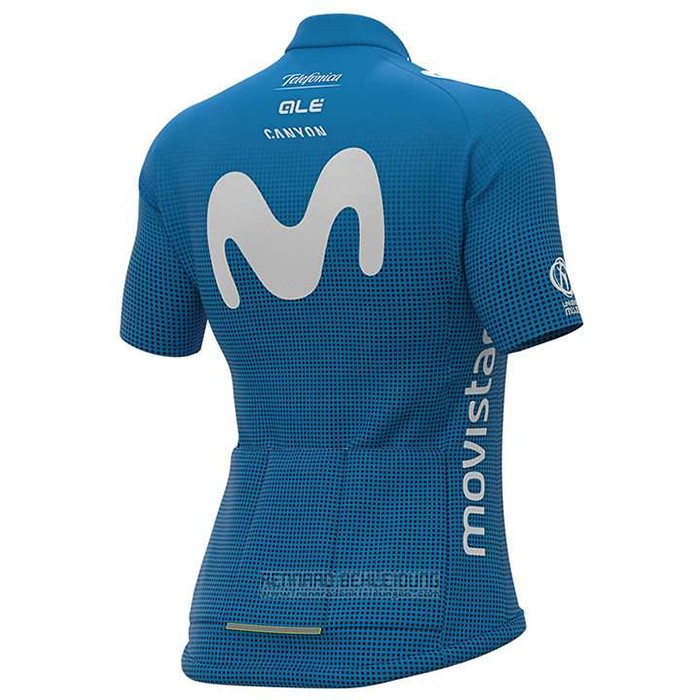 2020 Fahrradbekleidung Frau Movistar Wei Blau Trikot Kurzarm und Tragerhose