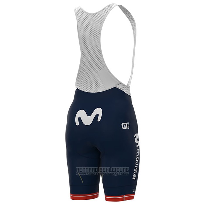 2021 Fahrradbekleidung Frau Movistar Champion Danemark Trikot Kurzarm und Tragerhose