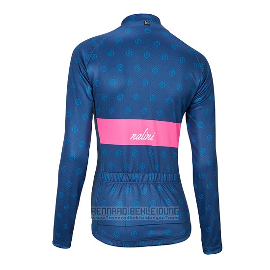 2016 Fahrradbekleidung Frau Nalini Rosa und Blau Trikot Langarm und Tragerhose