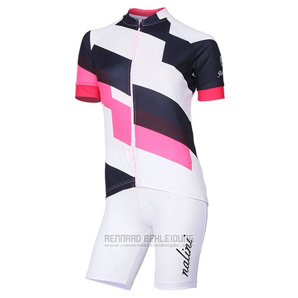 2017 Fahrradbekleidung Frau Nalini Stripe Rosa und Shwarz Trikot Kurzarm und Tragerhose