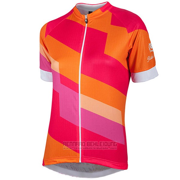 2017 Fahrradbekleidung Frau Nalini Stripe Rot und Orange Trikot Kurzarm und Tragerhose