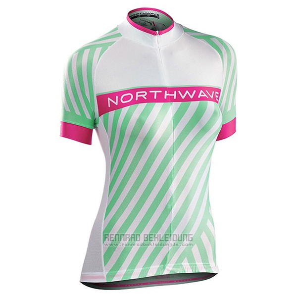 2017 Fahrradbekleidung Frau Northwave Grun und Rosa Trikot Kurzarm und Tragerhose