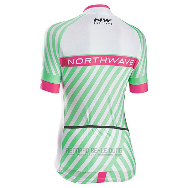 2017 Fahrradbekleidung Frau Northwave Grun und Rosa Trikot Kurzarm und Tragerhose