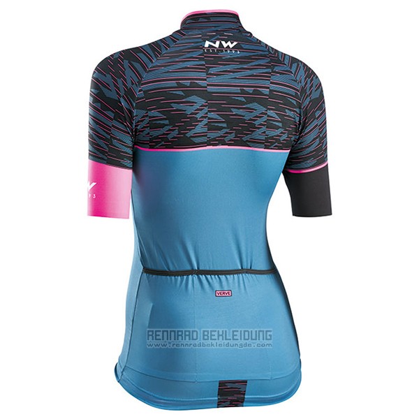 2017 Fahrradbekleidung Frau Northwave Shwarz und Blau Trikot Kurzarm und Tragerhose