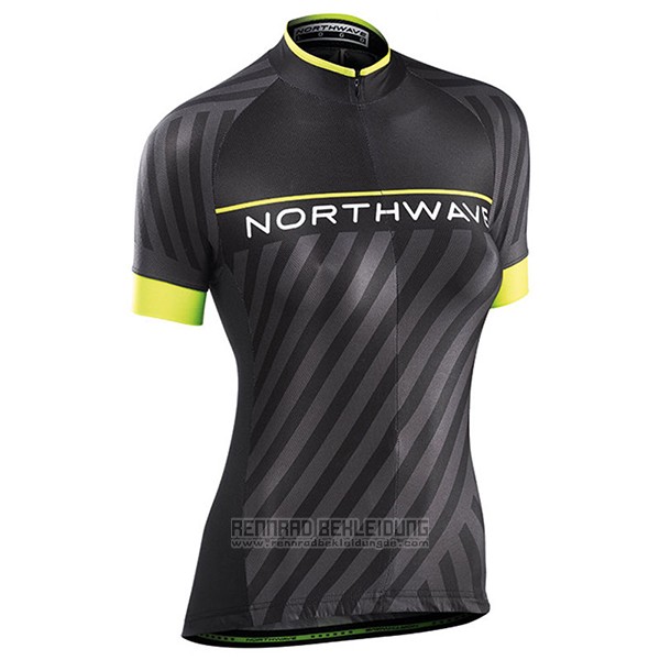 2017 Fahrradbekleidung Frau Northwave Shwarz und Gelb Trikot Kurzarm und Tragerhose