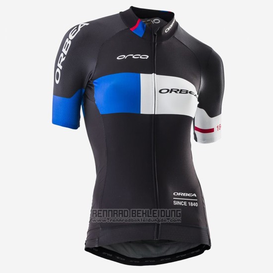 2016 Fahrradbekleidung Frau Orbea Blau und Shwarz Trikot Kurzarm und Tragerhose