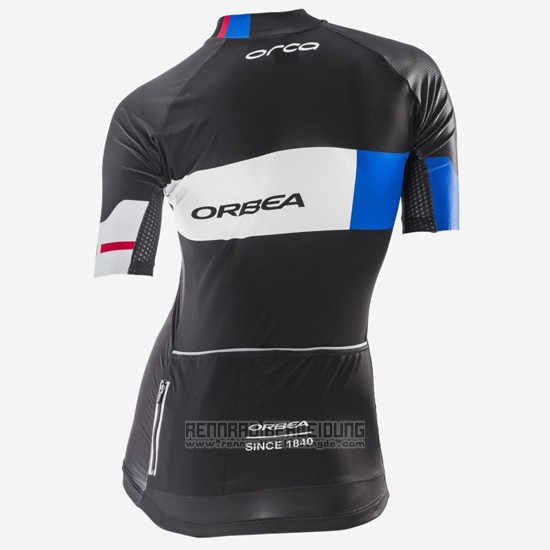 2016 Fahrradbekleidung Frau Orbea Blau und Shwarz Trikot Kurzarm und Tragerhose