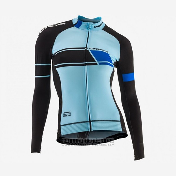 2017 Fahrradbekleidung Frau Orbea Shwarz und Blau Trikot Langarm und Tragerhose