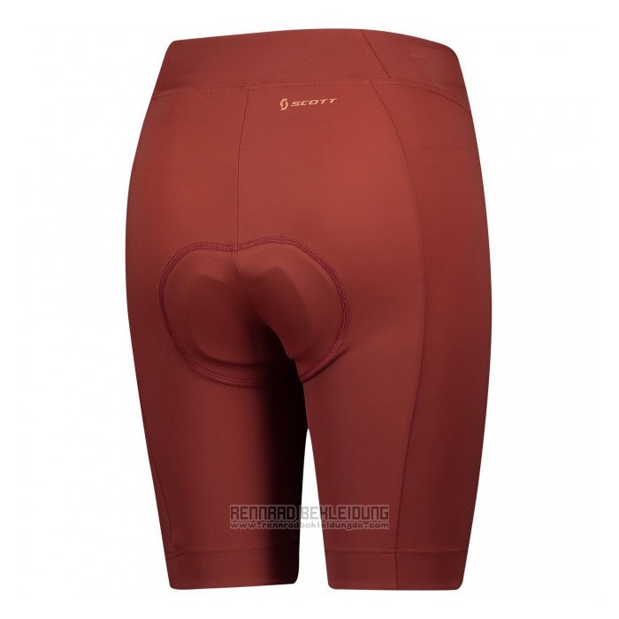 2021 Fahrradbekleidung Frau Scott Dunkel Rot Trikot Kurzarm und Tragerhose