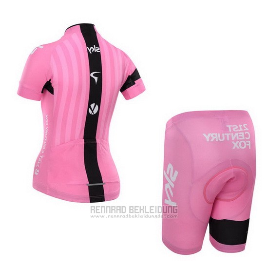 2015 Fahrradbekleidung Frau Sky Fuchsie Trikot Kurzarm und Tragerhose