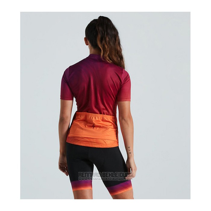 2021 Fahrradbekleidung Frau Specialized Rot Orange Trikot Kurzarm und Tragerhose - zum Schließen ins Bild klicken