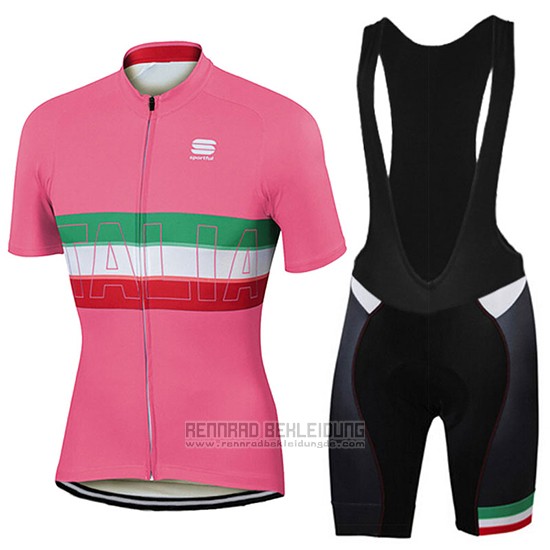 2017 Fahrradbekleidung Frau Sportful Rosa Trikot Kurzarm und Tragerhose