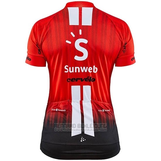 2019 Fahrradbekleidung Frau Sunweb Orange Wei Trikot Kurzarm und Tragerhose