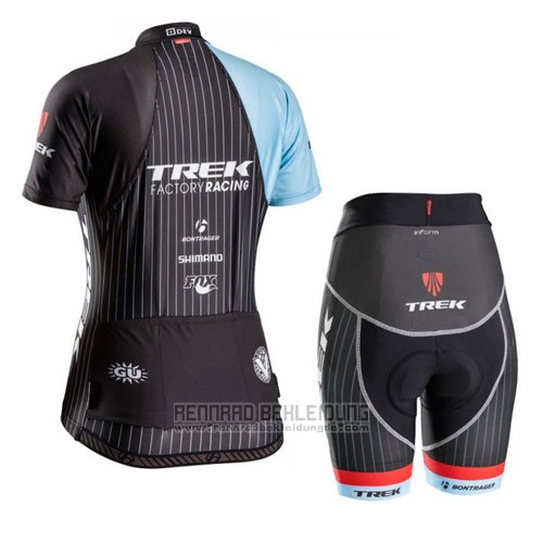 2015 Fahrradbekleidung Trek Blau und Shwarz Trikot Kurzarm und Tragerhose