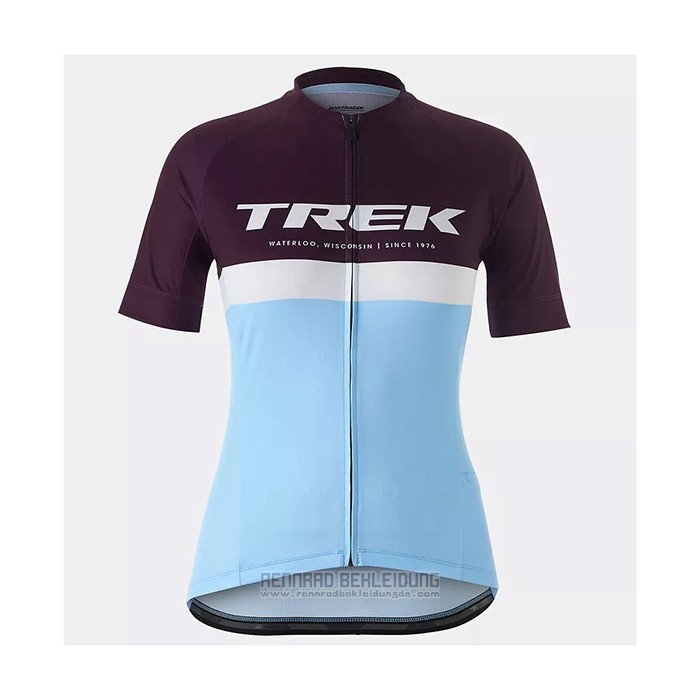 2021 Fahrradbekleidung Frau Trek Hellblau Trikot Kurzarm und Tragerhose