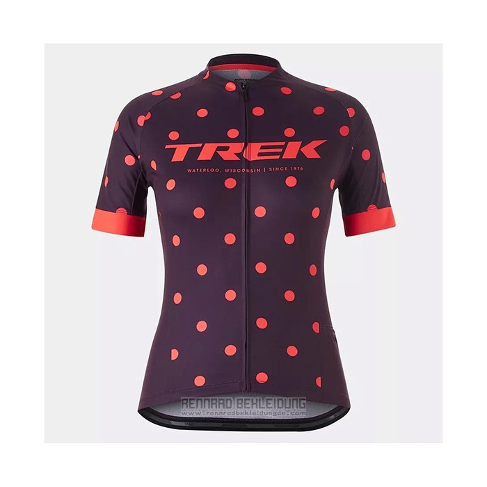 2021 Fahrradbekleidung Frau Trek Volett Orange Trikot Kurzarm und Tragerhose