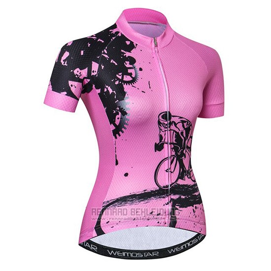 2019 Fahrradbekleidung Frau Weimostar Rosa Trikot Kurzarm und Tragerhose - zum Schließen ins Bild klicken