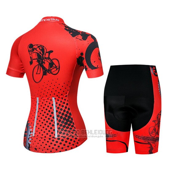 2019 Fahrradbekleidung Frau Weimostar Rot Trikot Kurzarm und Tragerhose