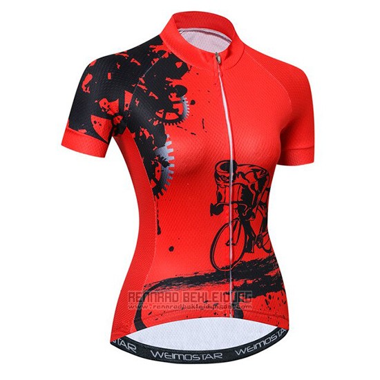 2019 Fahrradbekleidung Frau Weimostar Rot Trikot Kurzarm und Tragerhose