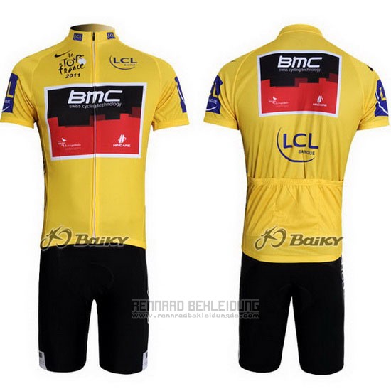 2011 Fahrradbekleidung BMC Lider Gelb Trikot Kurzarm und Tragerhose