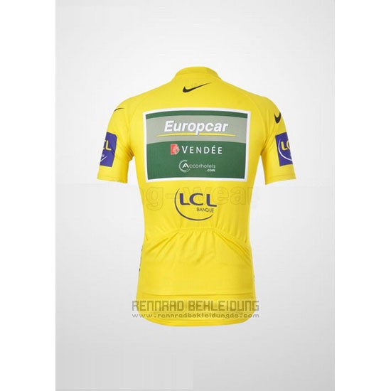 2011 Fahrradbekleidung Europcar Lider Gelb Trikot Kurzarm und Tragerhose