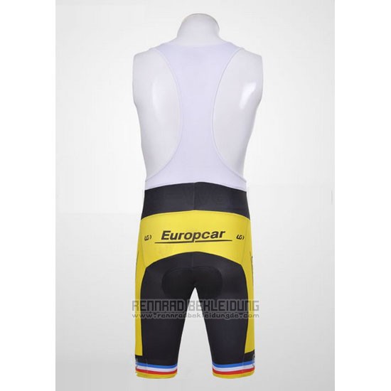 2011 Fahrradbekleidung Europcar Lider Gelb Trikot Kurzarm und Tragerhose