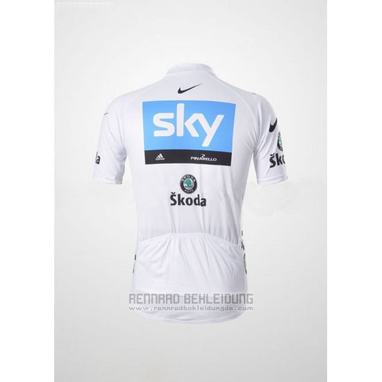 2011 Fahrradbekleidung Sky Lider Wei und Azurblau Trikot Kurzarm und Tragerhose