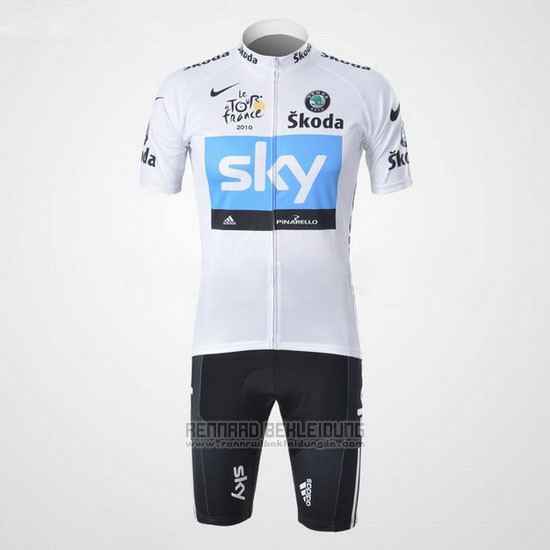 2011 Fahrradbekleidung Sky Lider Wei und Azurblau Trikot Kurzarm und Tragerhose