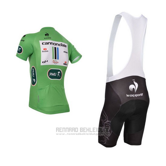 2013 Fahrradbekleidung Cannondale Lider Grun und Wei Trikot Kurzarm und Tragerhose