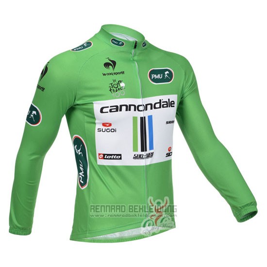 2013 Fahrradbekleidung Cannondale Lider Grun und Wei Trikot Langarm und Tragerhose - zum Schließen ins Bild klicken