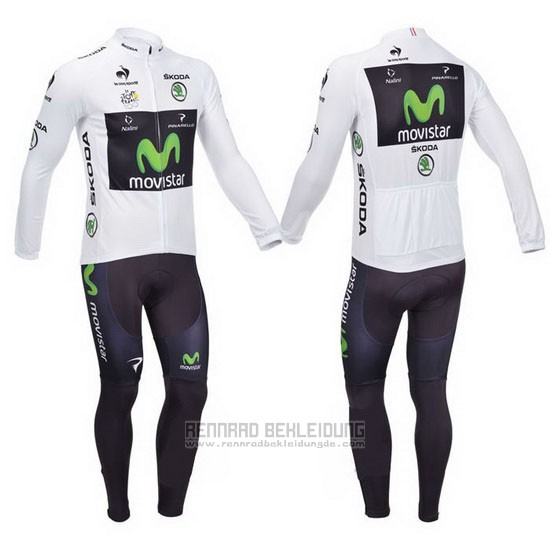 2013 Fahrradbekleidung Movistar Lider Wei Trikot Langarm und Tragerhose