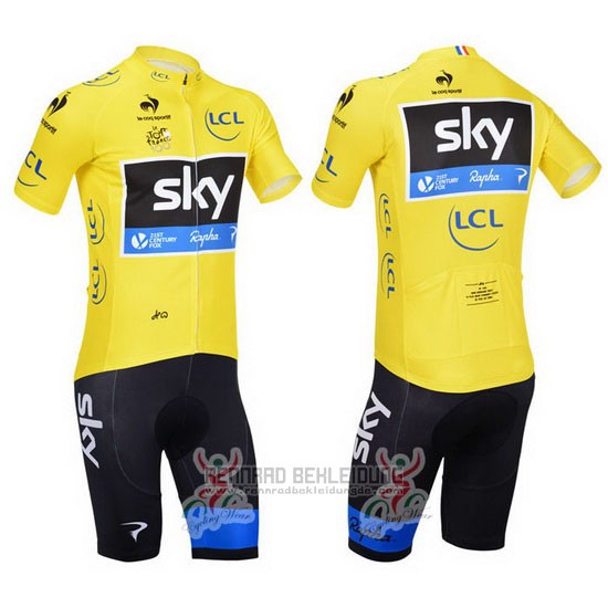 2013 Fahrradbekleidung Sky Lider Gelb und Shwarz Trikot Kurzarm und Tragerhose - zum Schließen ins Bild klicken