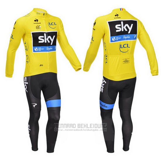 2013 Fahrradbekleidung Sky Lider Gelb und Shwarz Trikot Langarm und Tragerhose