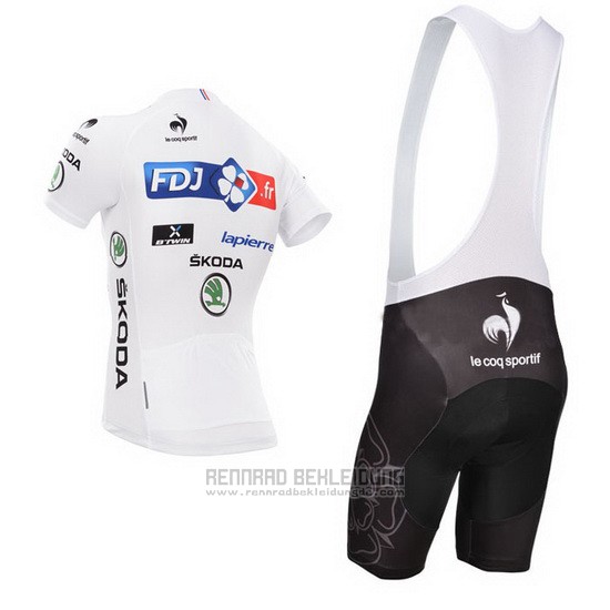 2014 Fahrradbekleidung FDJ Lider Wei Trikot Kurzarm und Tragerhose