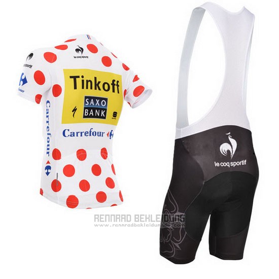 2014 Fahrradbekleidung Saxobank Lider Wei und Rot Trikot Kurzarm und Tragerhose