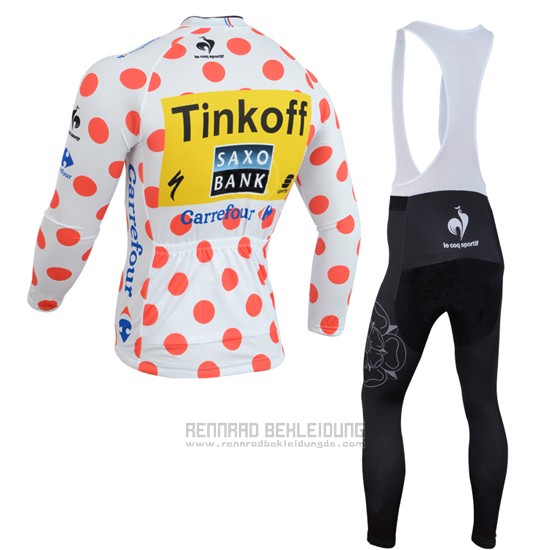 2014 Fahrradbekleidung Saxobank Lider Wei und Rot Trikot Langarm und Tragerhose