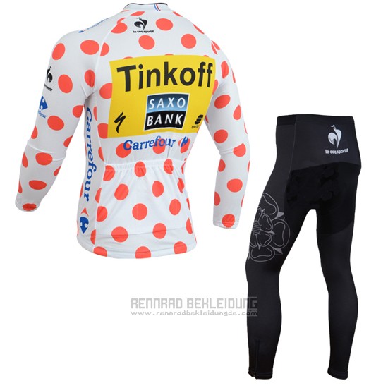 2014 Fahrradbekleidung Saxobank Lider Wei und Rot Trikot Langarm und Tragerhose