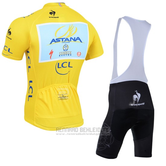 2014 Fahrradbekleidung Tour de France Lider Astana Lider Gelb Trikot Kurzarm und Tragerhose