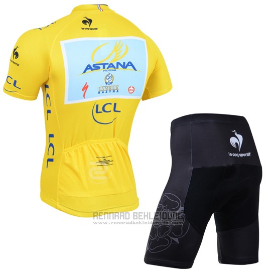 2014 Fahrradbekleidung Tour de France Lider Astana Lider Gelb Trikot Kurzarm und Tragerhose - zum Schließen ins Bild klicken