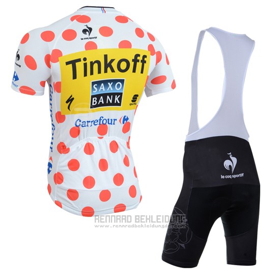 2014 Fahrradbekleidung Tour de France Saxobank Lider Wei und Rot Trikot Kurzarm und Tragerhose - zum Schließen ins Bild klicken