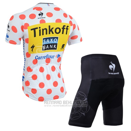 2014 Fahrradbekleidung Tour de France Saxobank Lider Wei und Rot Trikot Kurzarm und Tragerhose