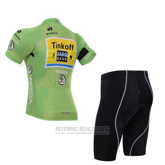 2015 Fahrradbekleidung Saxobank Lider Grun Trikot Kurzarm und Tragerhose