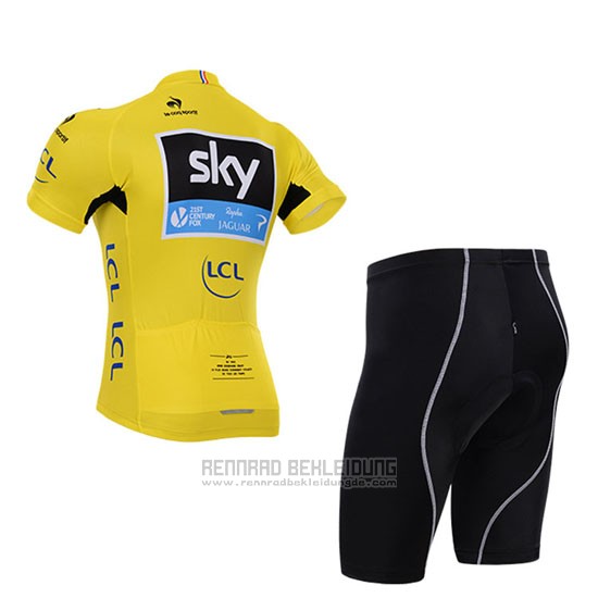 2015 Fahrradbekleidung Sky Lider Gelb Trikot Kurzarm und Tragerhose