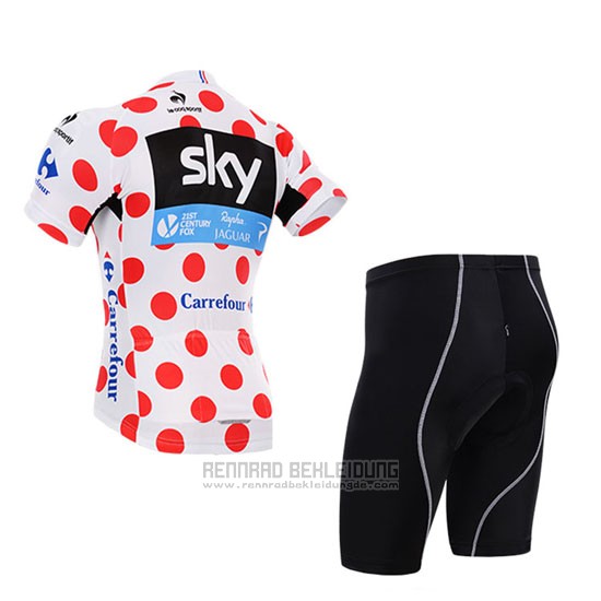 2015 Fahrradbekleidung Sky Lider Wei und Rot Trikot Kurzarm und Tragerhose