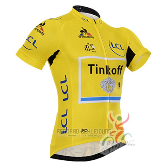 2016 Fahrradbekleidung Tinkoff Lider Gelb und Shwarz Trikot Kurzarm und Tragerhose - zum Schließen ins Bild klicken